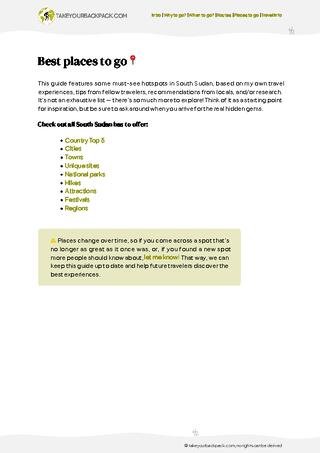 example page 3 from our offline Travel Guide for South Sudan